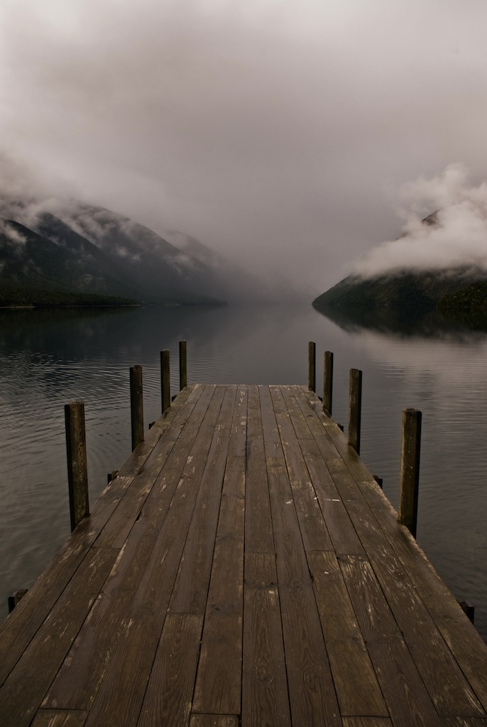 landing stage at fogy lake in the nelson lakes national park, new zealand,Peter Wey