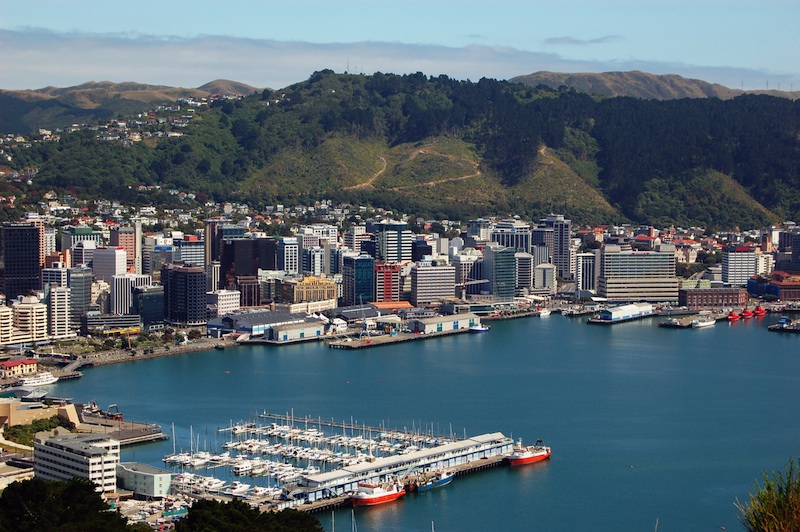 Wellington Harbour, North Island, New Zealand, taken from Mount Victoria overlooking Oriental Bay, J