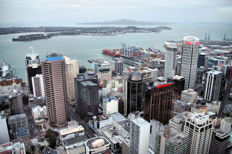 Aerial View Of Auckland, New Zealand In Rainy Weather